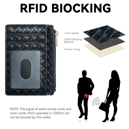 Image of Tipmile Mens RFID Wallet, Small Slim Business Credit Card Holder, Mens Gift | Mini Tiny Cute ID Case, Minimalist Zipper Pocket Wallet, Thin Coin Purse, Mothers Gift