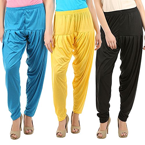 Image of Buy That Trendz Patiala Pants for Women 3 Combo Womens Viscose Relaxed Pants Pack of 3