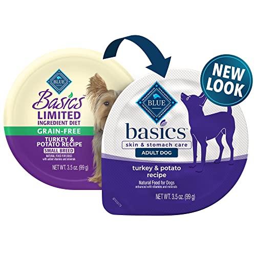 Blue Buffalo Basics Skin & Stomach Care, Grain Free Natural Adult Small Breed Wet Dog Food Cups, Turkey 3.5-oz (Pack of 12) Blue Buffalo Basics Skin & Stomach Care, Grain Free Natural Adult Small Breed Wet Dog Food Cups, Turkey 3.5-oz (Pack of 12)