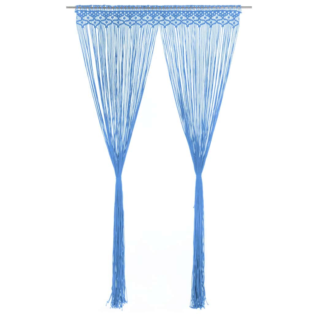 Rideau en Macramé pour Porte Fenêtre Tapisserie Murale 140x240cm | Bleu, Tapisserie de Fenêtre en Coton Tissé à la Main, Tenture Murale, Séparateur de Pièce, Fond de Mariage, Salon