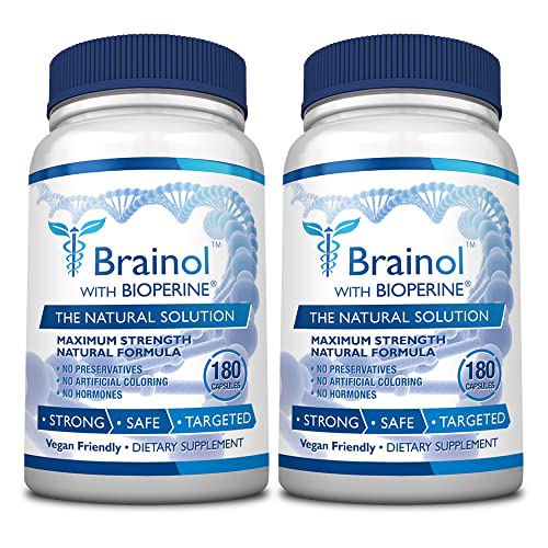 Brainol - The Smartest Choice For A Brain Boosting Nootropic - Enhance Mental Performance Focus and Clarity - With DMAE Huperzine A BioPerine - Vegan-Friendly - 360 Capsules - 6 Month Supply
