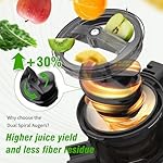 Cold Press Juicer, 5.7" Extra Large Feed Chute for Whole Fruits & Vegetables, Dual Auger Slow Masticating Juicer Machines for High Juice Yield, Easy Cleaning Triturating Juice Maker, BPA Free - Image 4