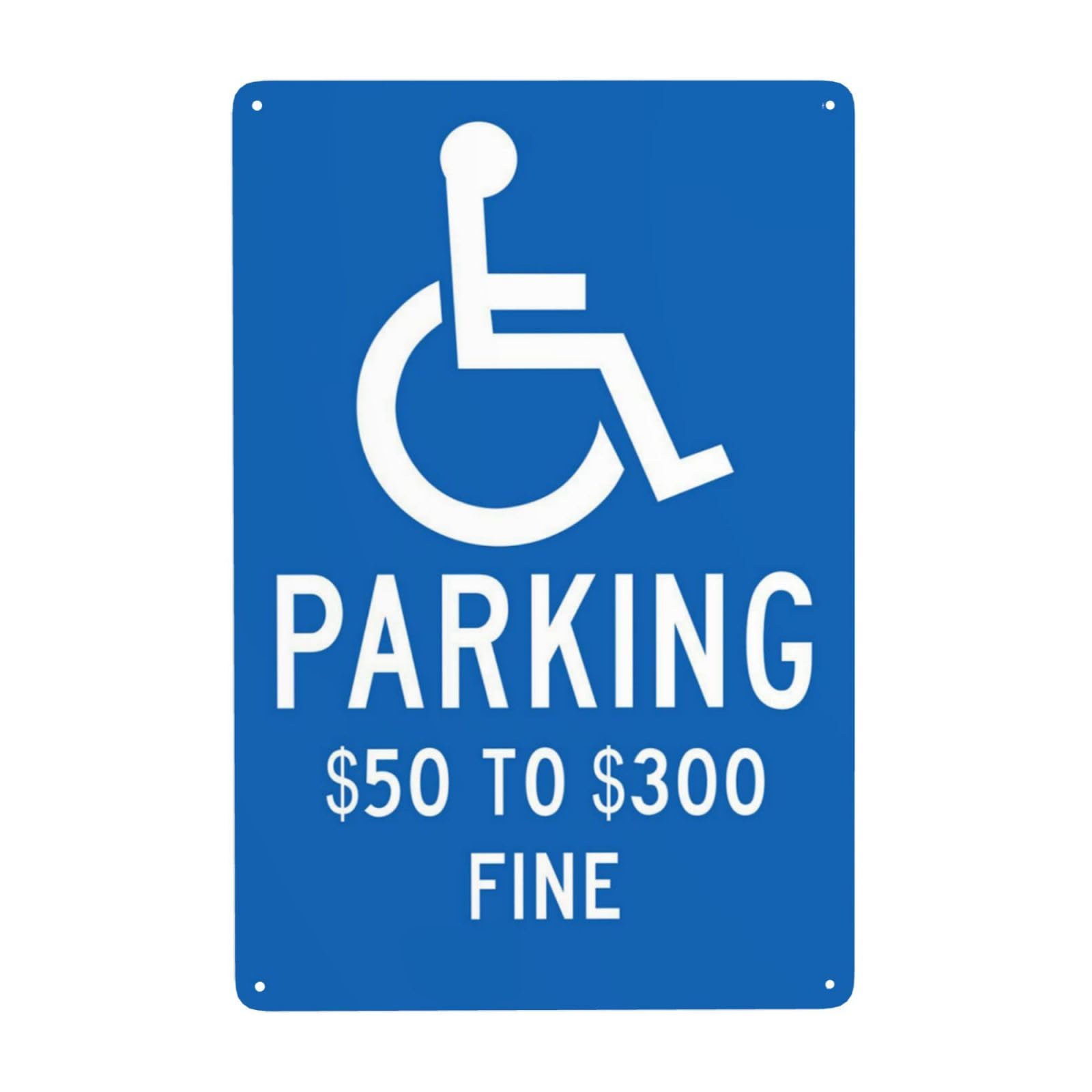 SMAZDFXX Handicap Parking Sign, Handicapped Parking $50 to $300 Fine Metal Warning Signs, Cautions Security Tin Sign, Safety Signs for Street Business Wall Decor 5.5"x8"