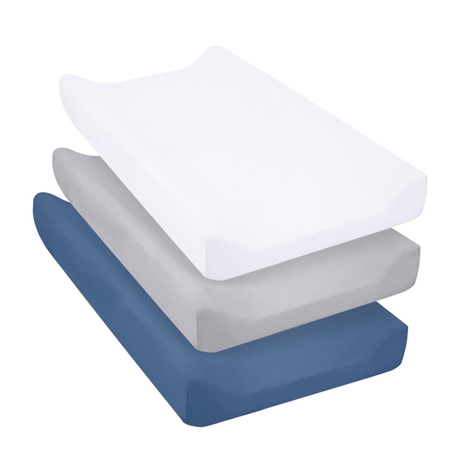 Pack of 3pcs Crib Fitted Sheets Changing Pad Sleeve for Baby Bedside Cot Soft & Breathable Mattress Covers Solid Color