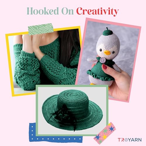 Image of TROYARN Summer (4- Skeins Pack) Silk Effect Hand Knitting Yarn Crochet Art Lace Craft 100% Microfiber Acrylic 4x100 gr (4x383 yds) (105453 - North Sea)