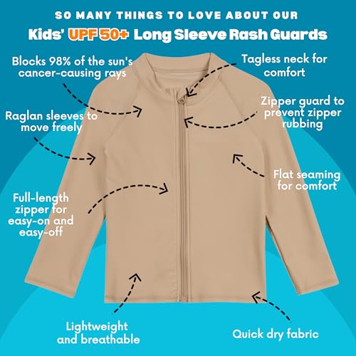Image of SwimZip UPF 50+ Long Sleeve Rash Guard for Boys' and Girls' - Baby, Toddler, Kids