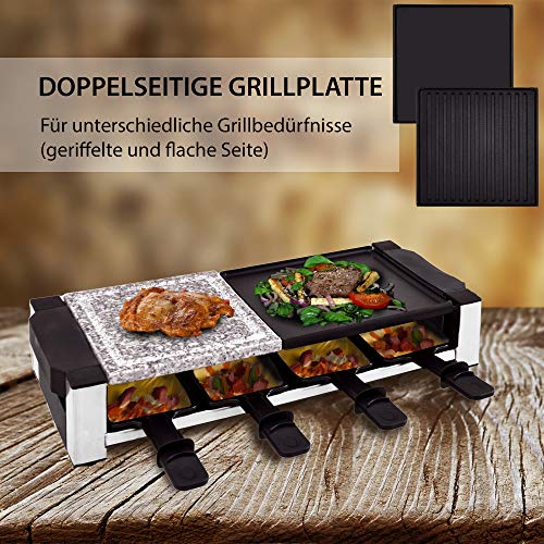 Syntrox Germany Multifunktionelles Edelstahl Raclette Davos mit Grill und Heißer Stein für 8 Personen – Bild 3