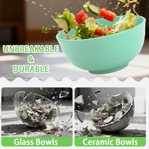 Image of Large Serving Bowls Set of 6, 60 OZ Wheat Straw Bowls Unbreakable, Microwave Safe & Dishwasher Safe, Perfect for Parties, Salads, Noddles, Cereal, Soup, Family Gatherings, Colorful
