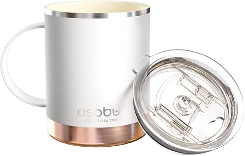 PATIFUN ASOBU Mug isotherme en acier inoxydable avec revêtement intérieur en céramique Blanc, SM30 WHITE