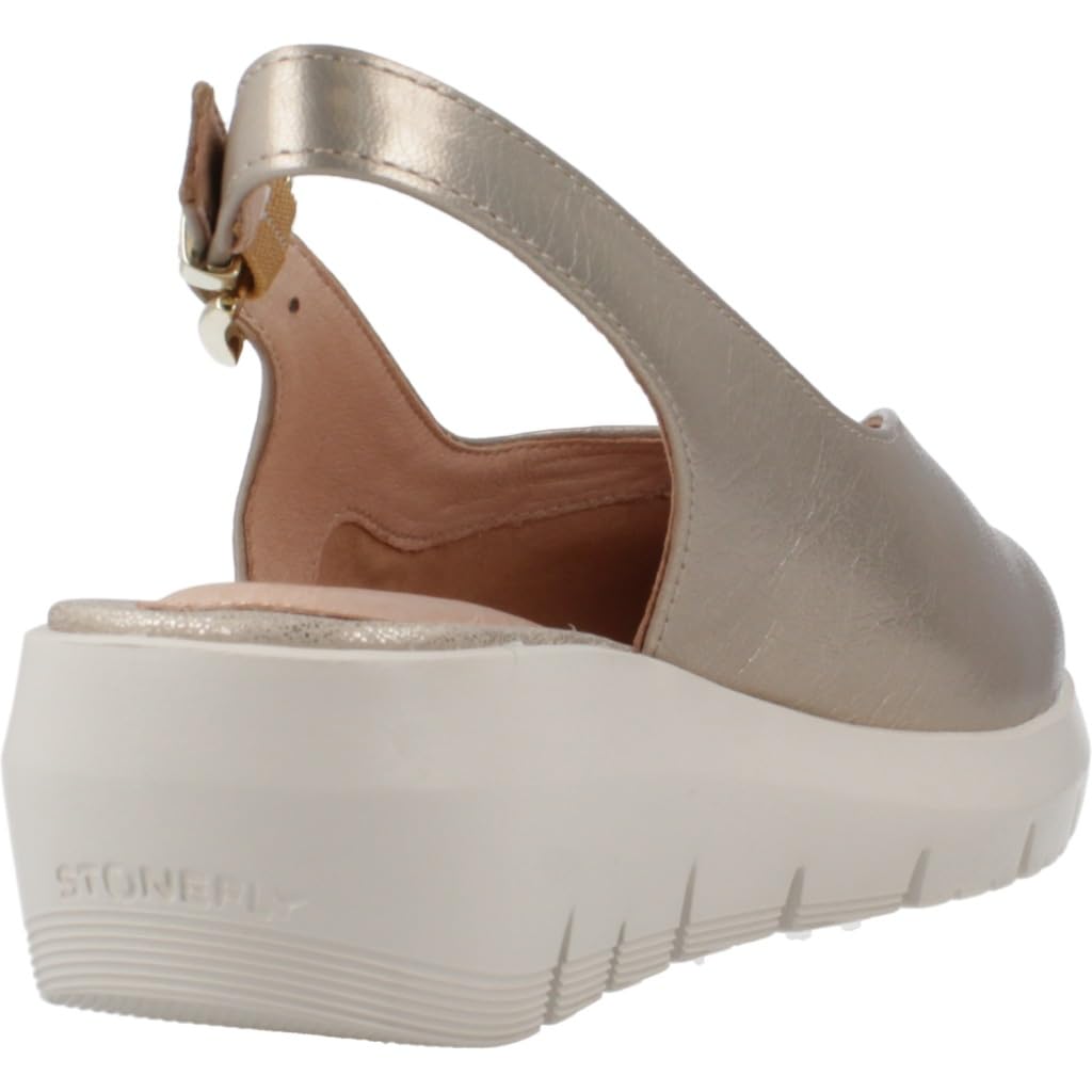 Stonefly 220761 Plume Laminated Simply Taupe Sandali per Donna in pelle zeppa media (Taglia 37)