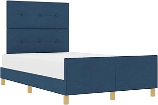 vidaXL Estructura de Cama Azul con Tapicería 120X200 cm Madera Tejido Cabecero Desmontable Muebles Modernos para Dormitorio Adultos Interior