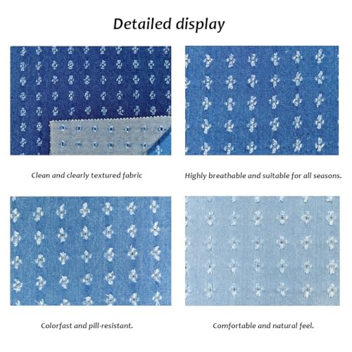 Tissu denim lavé perforé largeur 150 cm matériel couture résistant - 2
