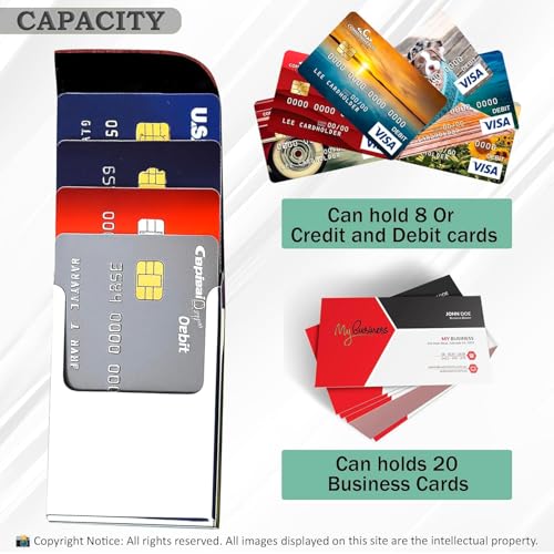 Image of Mini2buy Customized Unisex Vertical Card Holder Name Engraved for Credit|Debit|ATM|Business Visiting RFID Blocking Stainless Steel (1 x 10 x 6 cm) Personal Corporate Gift (LV Brown)
