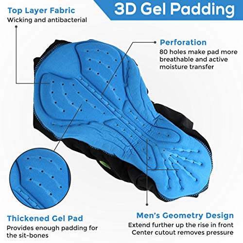 image for FiTX Men’s Cycling Bib Shorts 3D Coolmax Gel Padded Bicycle Bibs Com