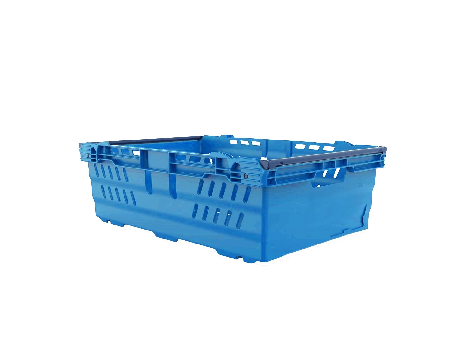 HomeHQ 5x Bale Arm Crates, Nesting Ventilated Plastic Basket, Stacking Supermarket & Storage Crate (35 Litre, BLUE)