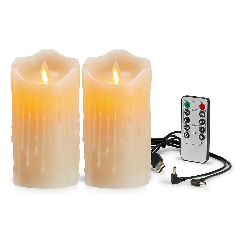 CTRLZS LED Flickering Flameless Candles,Rechargeable Candle,Real Wax Candles with Remote Control,Electronic Waving Lamp Tears