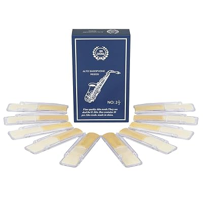 HASTHIP® 10 Pack Saxophone Reeds 2.5 Strength, Durable Reeds for Beginner and Experienced Players, Easy Response, Rich T