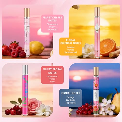 Women's Perfume Gift Set - 4 x 35ml Mini Perfume for Women Body Hair Fragrance Set in Sweet Floral and Fruity Notes, Portable Travel Size, Pamper Gifts Set, Birthday Gifts for Women, Gifts for Her - Image 3