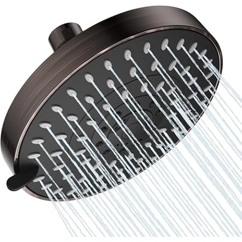 HOPOPRO 6 Inch 6-Mode High Pressure Shower Head, High Flow Fixed Showerheads Bathroom Rainfall Showerhead for Luxury Shower Experience Even at Low Water Pressure Oil Rubbed Bronze Cover