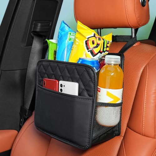 Image of FrgKbTm Car Seat Back Organizer, Waterproof Car Backseat Organizer with Cup Holders Large Capacity Hanging Car Storage Bag for Phones Documents Cups Bottle Travel Compatible with Most Vehicles