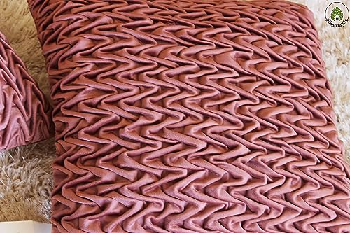 Image of Monstera Hut Corded Wavy Suede Rusty Pink Cushion Cover Pack of 1, (Cushion Cover 16x16inch) (40.6 x 40.6 cm)