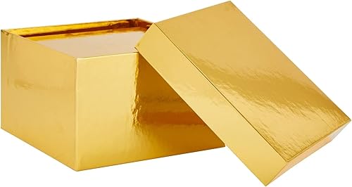 Miniatura 6 de Stockroom Plus Paquete de 4 cajas de regalo cuadradas doradas con tapas, 4 tamaños surtidos (6.25 x 6.25 x 4 pulgadas a 3.25 x 3.25 x 2 pulgadas),