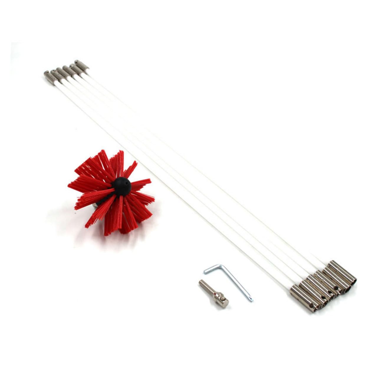 Kit Spazzola per Canna Fumaria Flessibile Aste con Testa Nylon Resistente Alte Temperature Adatto per Pulizie Fessure Strette e Tubi Utilizzabile con Trapano Elettrico per Canale