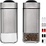 CHEFVANTAGE Salt and Pepper Shakers Set with Adjustable Pour Holes - Stainless Steel