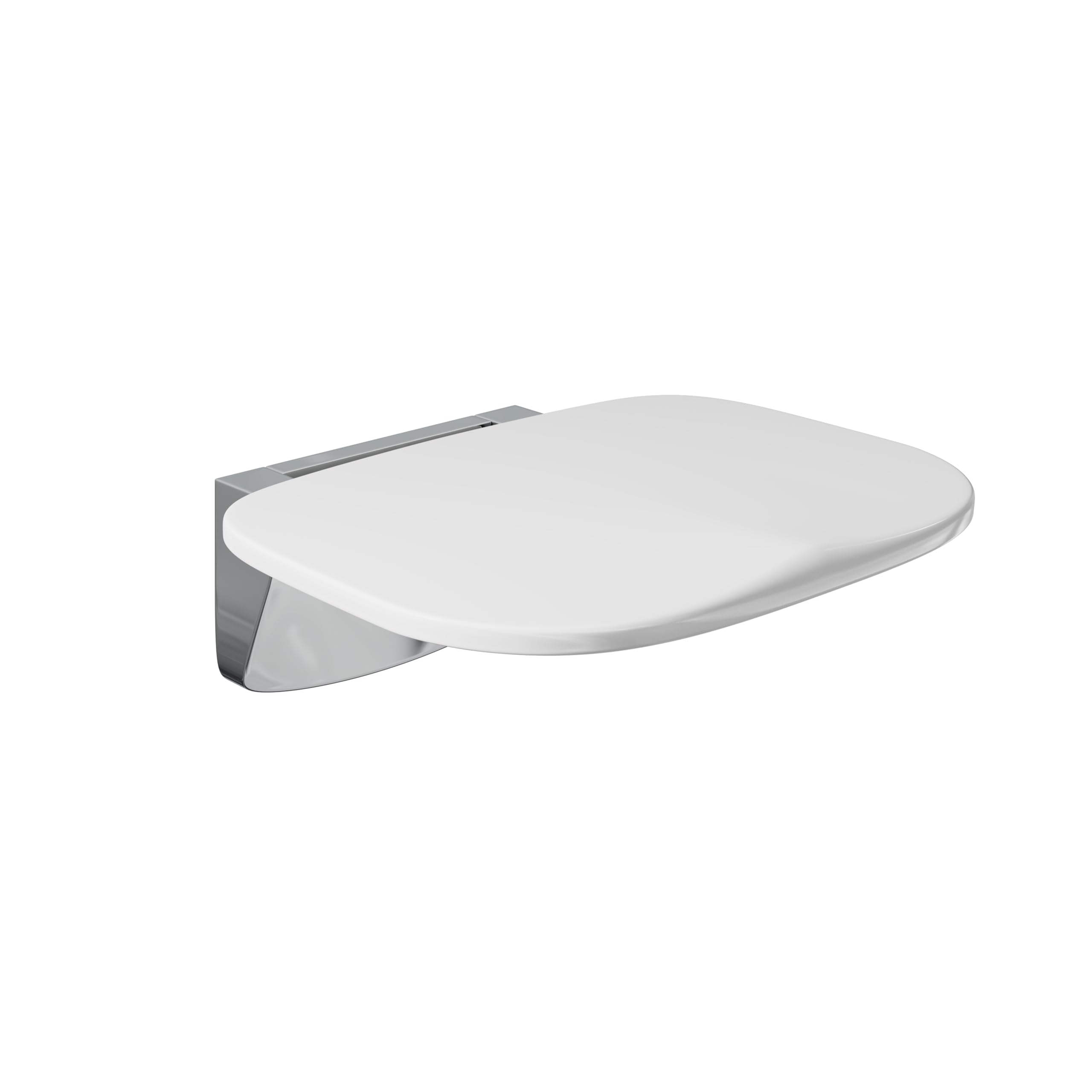 Flode Fold Down Shower Seat – Gloss White Wall Mounted Shower Seat Space Saving Folding Shower Chair for Disabled Elderly & Accessible Wet Rooms
