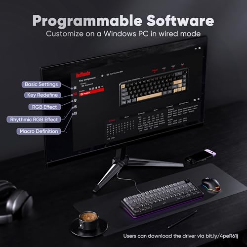 RedThunder K65 Wireless Mechanical Gaming Keyboard, Trip-Modes Connection, Gasket Custom Hot-Swap Keyboard, RGB Backlit, Pre-lubed Linear Switches, Side Engraved PBT Keycaps, Gradient Gray by RedThunder - Used condition - Image 9