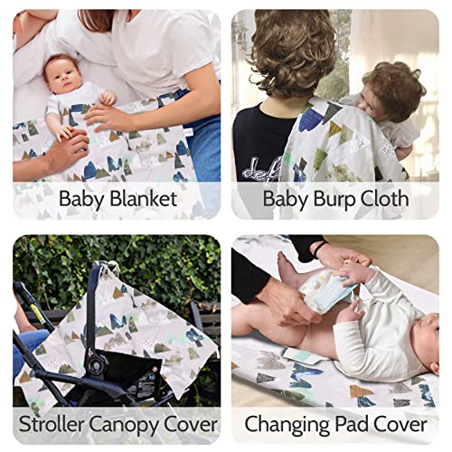 Image of TANOFAR Car Seat Cover Baby, Carseat Covers Baby Boy Girl, Peekaboo Opening Infant Car Seat Cover for Winter, Warm & Cozy, Adventure Mountain