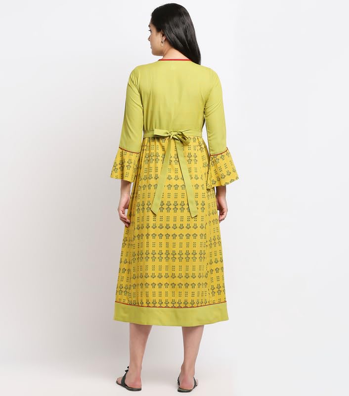 True Shape Feeding Kurtis for Women Cotton | Trendy Maternity Anarkali Kurta with Dual Nursing Zippers in Viscose Rayon for Pre & Post Pregnancy(TSJ-153-3XL, Light Green) 3
