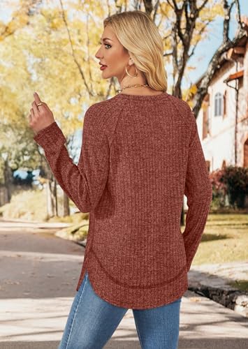 WIHOLL Long Sleeve Shirts for Women Fall Sweaters 2025 Lightweight Casual Tunic Tops Loose Fit Winter Clothing S-2XL