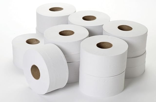 2-Ply Mini Jumbo Toilet Tissue Roll, 3" x 200 m (Pack of 12)