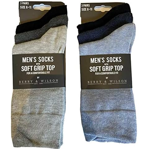 *** 6 PAIRS *** MENS LOOSE SOFT GRIP TOP COMFORT FIT SOCKS BY BERRY & WILSON Cover