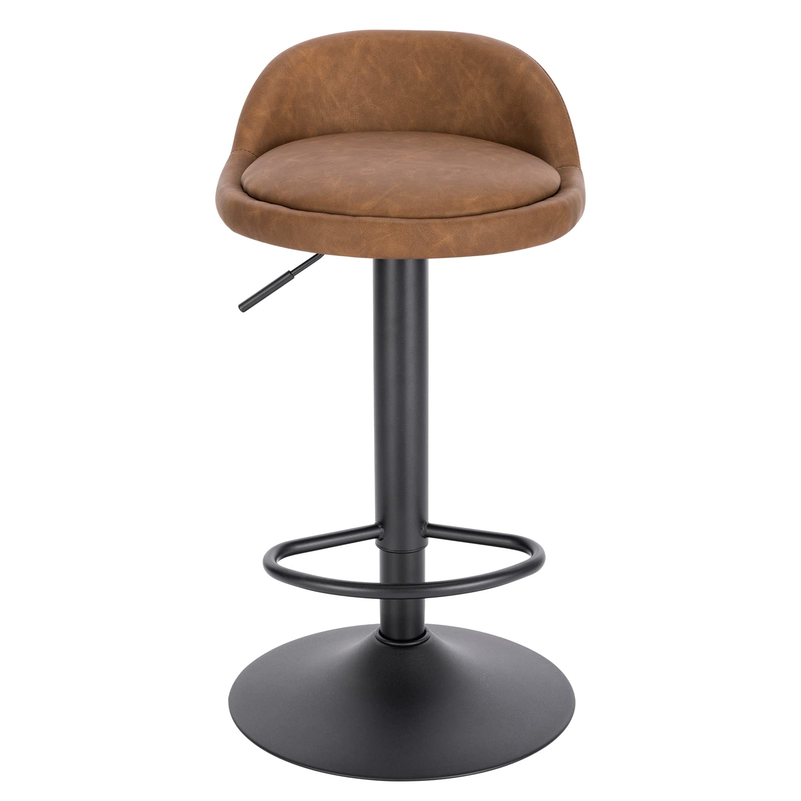 EUGAD 2X Taburetes Bar con Respaldo Taburetes Altos de Cocina en Altura Ajustable 62-84 cm para Bar y Cafetería, Piel sintética, Marrón