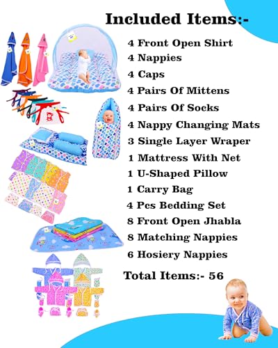 Image of Kwitchy 56 in 1 Baby Products All New Born Combo | Infants Essentials | Newborn Kit | Infant Accessories | Baby Gift Set (0-6 Months) Blue for Baby Boy