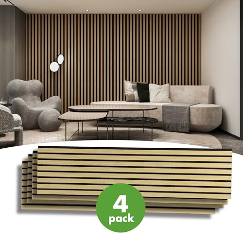 Image of Art3d 12 inch x 93 inch Acoustic Wood Slat Wall Panel, 4pcs, 31 sq.ft, Oak