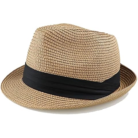 Kids Fedora Straw Sun Beach Fedora Hat Floppy Short Brim for Boys Girls 2 to 5 Years Old Cover