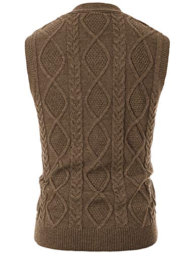 Image of PJ PAUL JONES Mens Cable Knit V Neck Sweater Vest Button Up