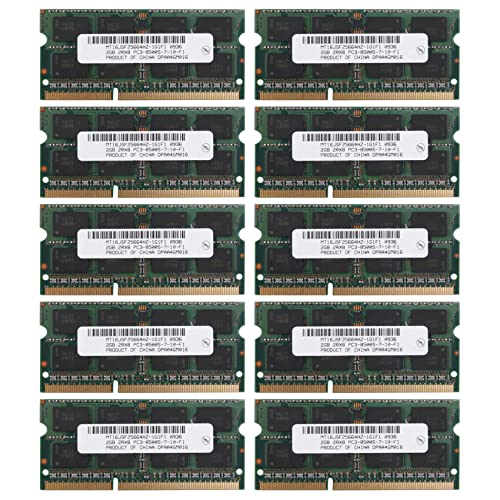 Uikdjgu 10X Memoria RAM para Computadora Portátil DDR3 2GB 2RX8 PC3-8500S 1066MHz 204Pin 1.5V RAM para Computadora Portátil