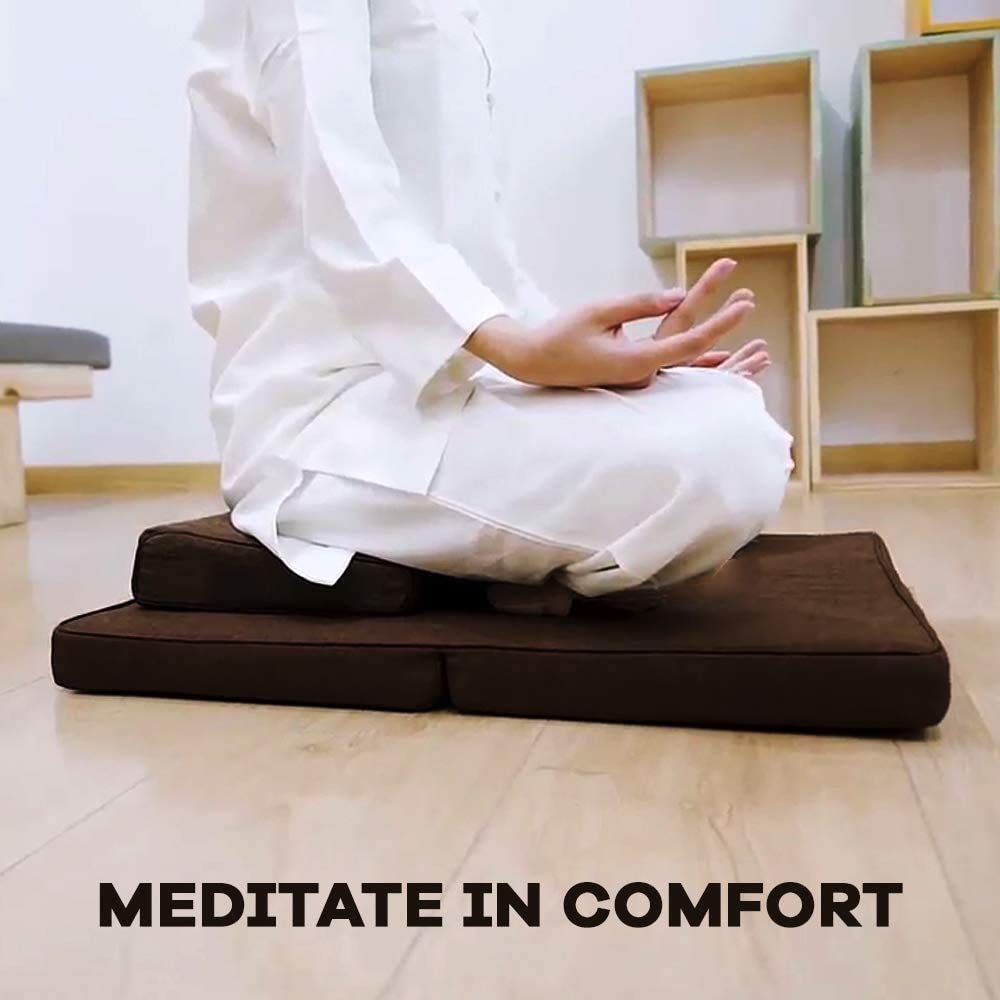Grand coussin de méditation, tapis de méditation carré, fabriqué à la main, coussin de sol portable et pliable en fibre de coco pour l'extérieur, coussin de yoga (taille : 60 x 60 cm, couleur