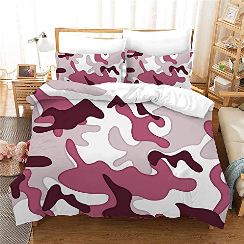 HNHDDZ Juego de Cama 3D Camuflaje Patrón Azul Rosa Verde Gris Marrón Funda Nórdica y Funda de Almohada Microfibra Niño Adolescentes Hombr (Estilo 4, 220x240 cm - Cama 150 cm) Cover