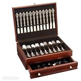 Oneida Michelangelo 68 Piece Service for 12 Flatware Set With Mahogany Chest