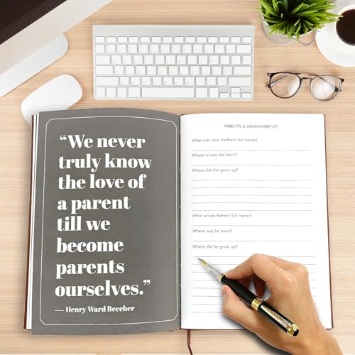 Dad I Want to Hear Your Story UK: Guided Journal Book, Tell Me Your Story, Leather Hardback with Gold Foil, Birthday Gift for Dad - Image 6