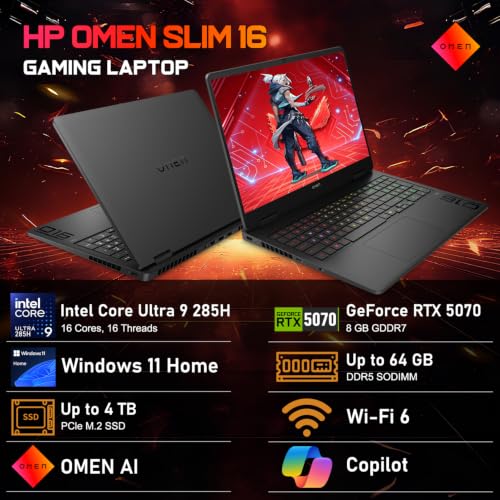 Image of PCONLINE HP OMEN Slim RTX 5070 Intel Ultra 9 285H 240Hz QHD+ Gaming Laptop