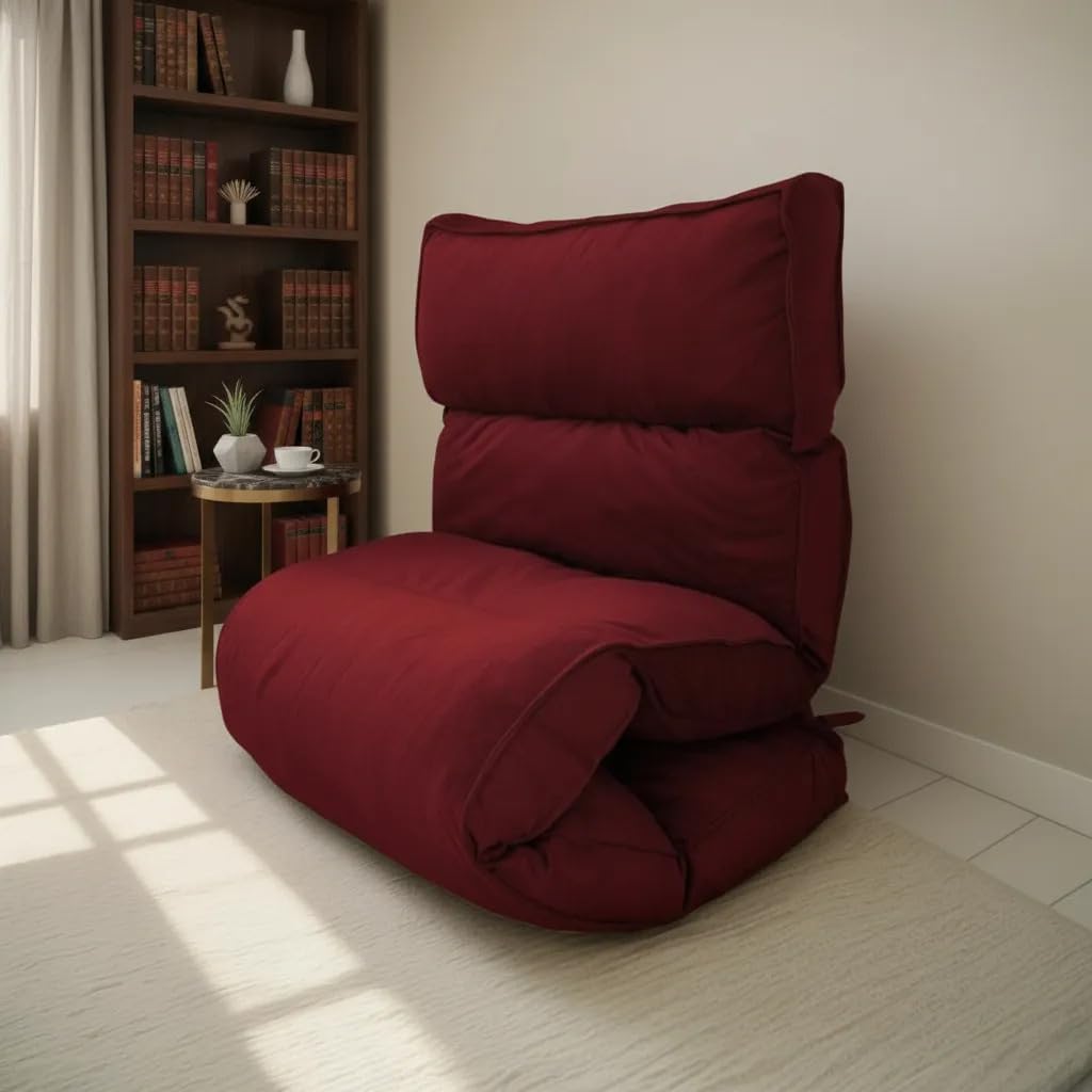 Futon Colchonete Dobrável De Espuma Solteiro Lavável em Máquina Versátil 70x170cm Vinho