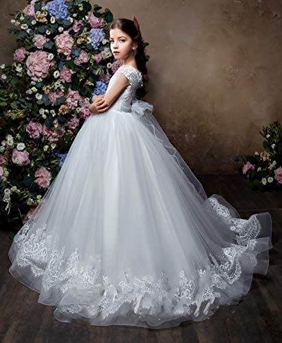 Lovely Princess Lace First Communion Dress White Long Flower Girls Dresses for Wedding 20203
