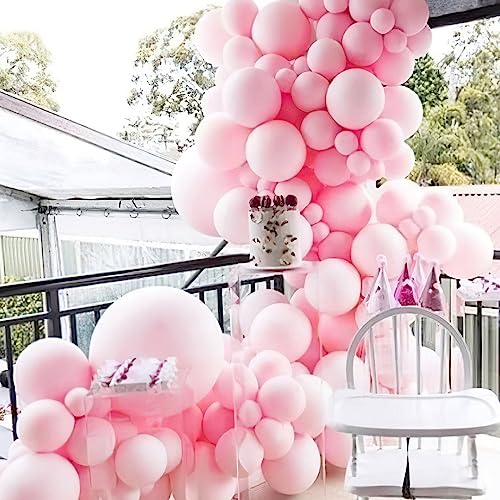 Image of PartyWoo Light Pink Balloons 100 pcs 10 Inch Pastel Baby Pale Pink Latex Helium Balloons for Baby Shower Gender Reveal Valentine's Day Engagement Wedding Princess Birthday Party Decorations Pink-Q05