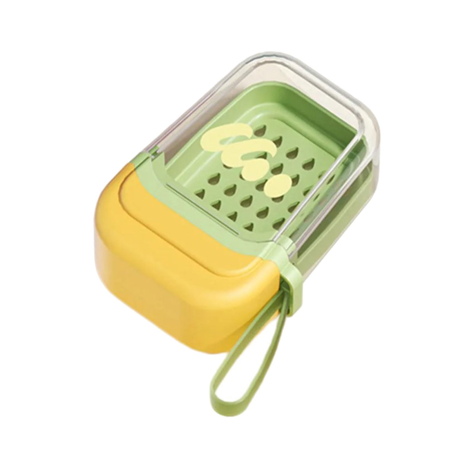 Kalttoy Yellow Green Soap Holder Box With Tight Lid And Ventilation Holes Large Capacity Travel Friendly Bathroom Storage Solution Double Layer Soap Box